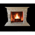 Decorative beige  marble fireplace surrounding